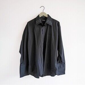 Giorgio Ferraro Dress Shirt Men 16.5 Black Button Up French Cuff Long Sleeves